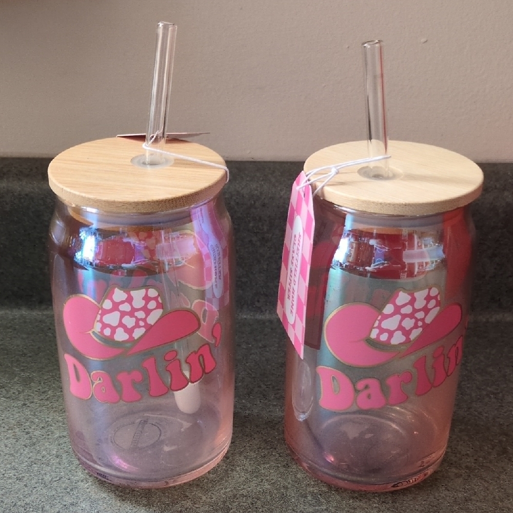Darling Pink Party Mason Jar Set NWT Glassware